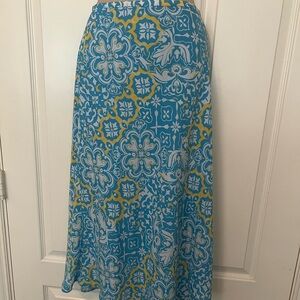 Ann Taylor, size 12 petite, new turquoise, white and yellow maxi skirt. New